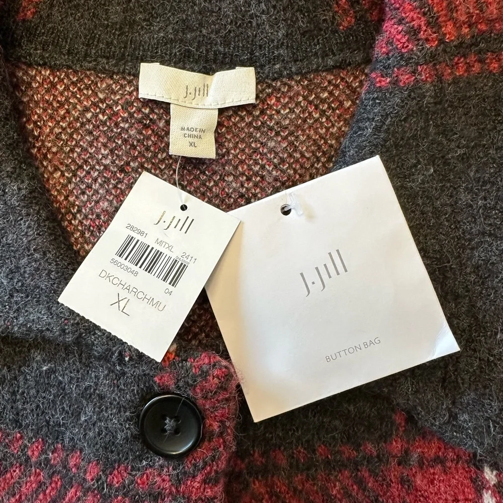 ☀️ New! J. JILL Plaid Sweater Cardigan Jacket - Picture 5 of 12